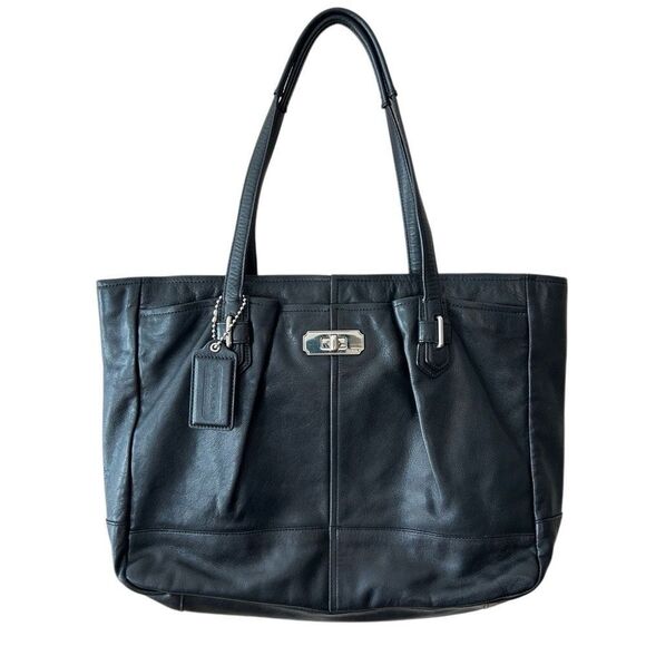 Coach Black Tote with Structured Leather Design - Picture 1 of 13